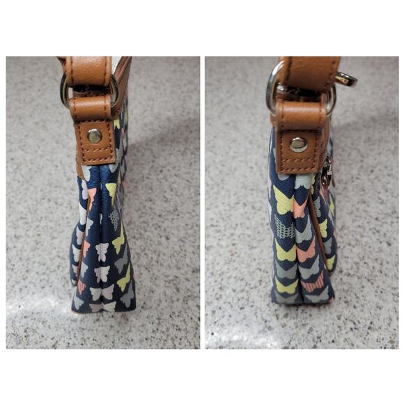 RELIC by Fossil Faux Leather Multicolor Butterfly Adjustable Crossbody Purse Bag - Picture 6 of 14